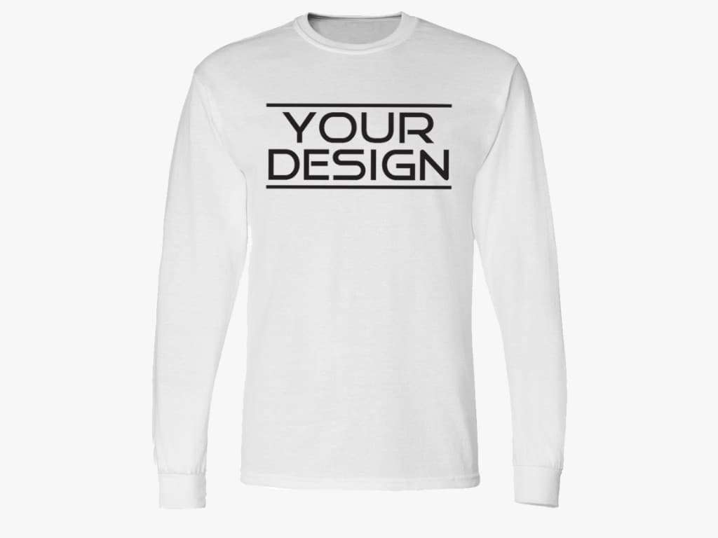 Custom white long sleeve T-shirt with sample Your Design mark